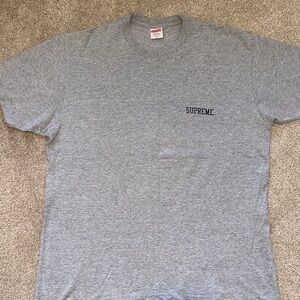 Supreme Gray Crewneck Tee with Small Chest Logo